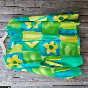 Ruth Norman 80s Vintage Medium 46 Bust Watercolors print vintage top